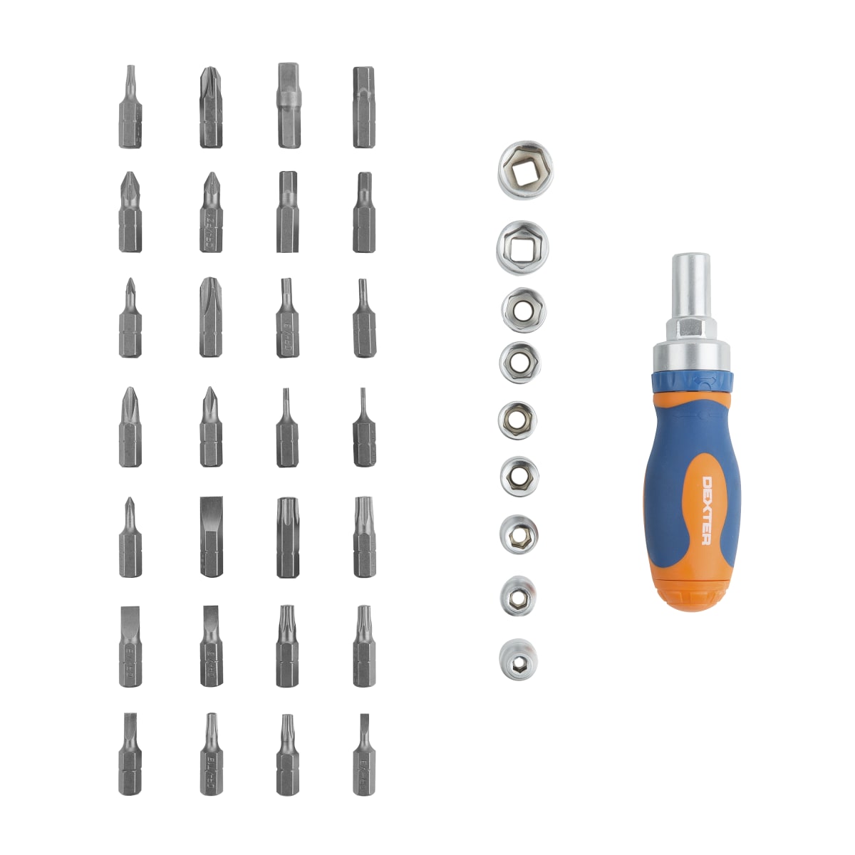 RATCHET SCREWDRIVER+BITS DEXTER 38 PCS