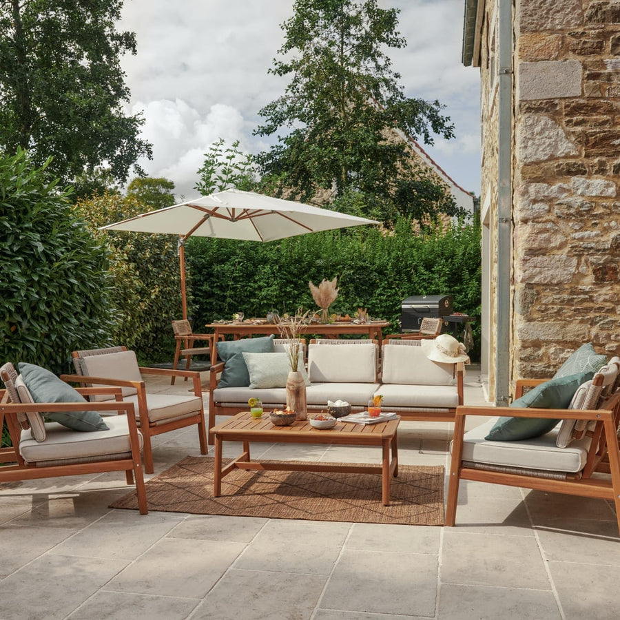 Bricocenter 2 SEATER NATERIAL OASIS FSC ACACIA AND ROPE SOFA WITH CUSHION