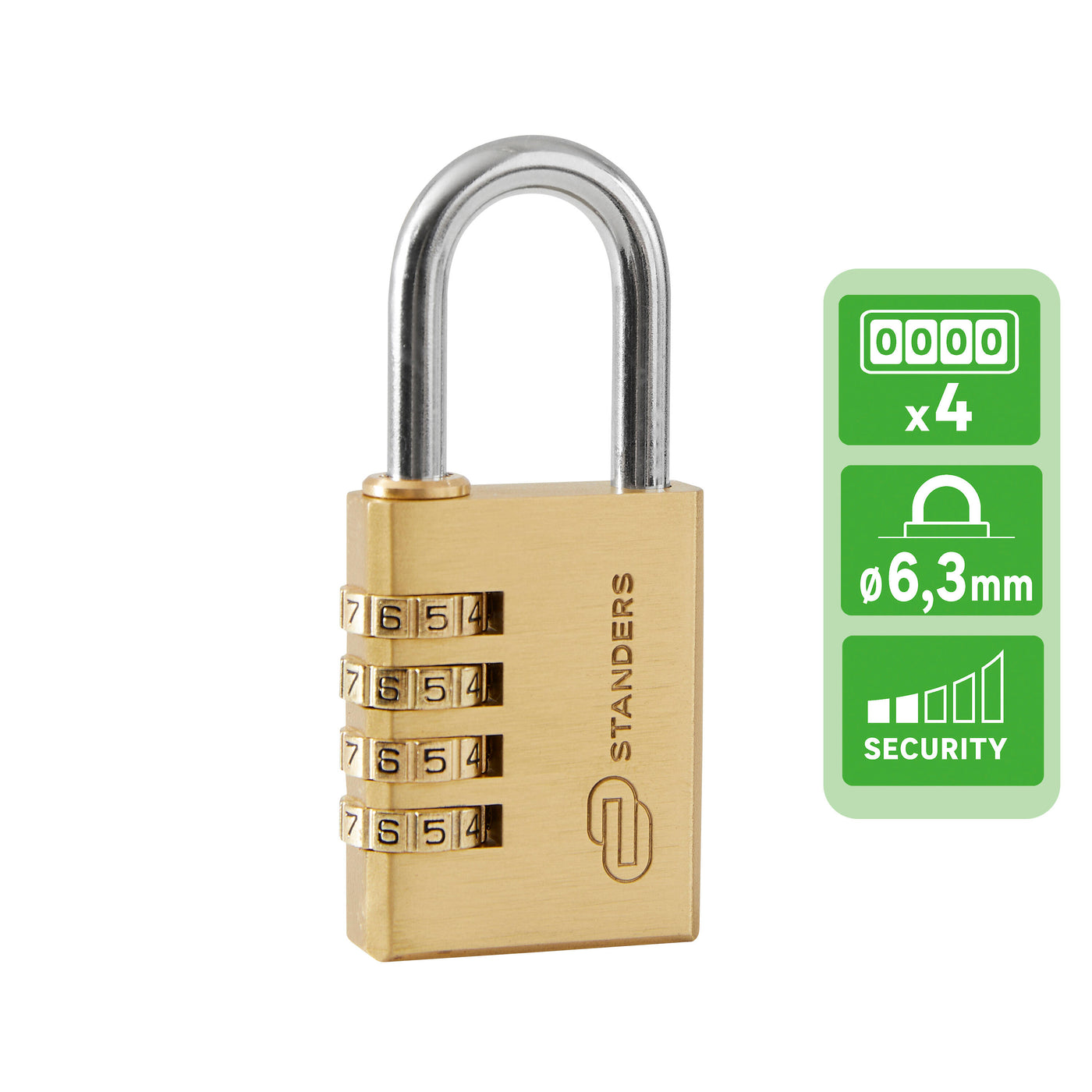 SHORT ARC CODE PADLOCK BRASS STANDERS 40MM