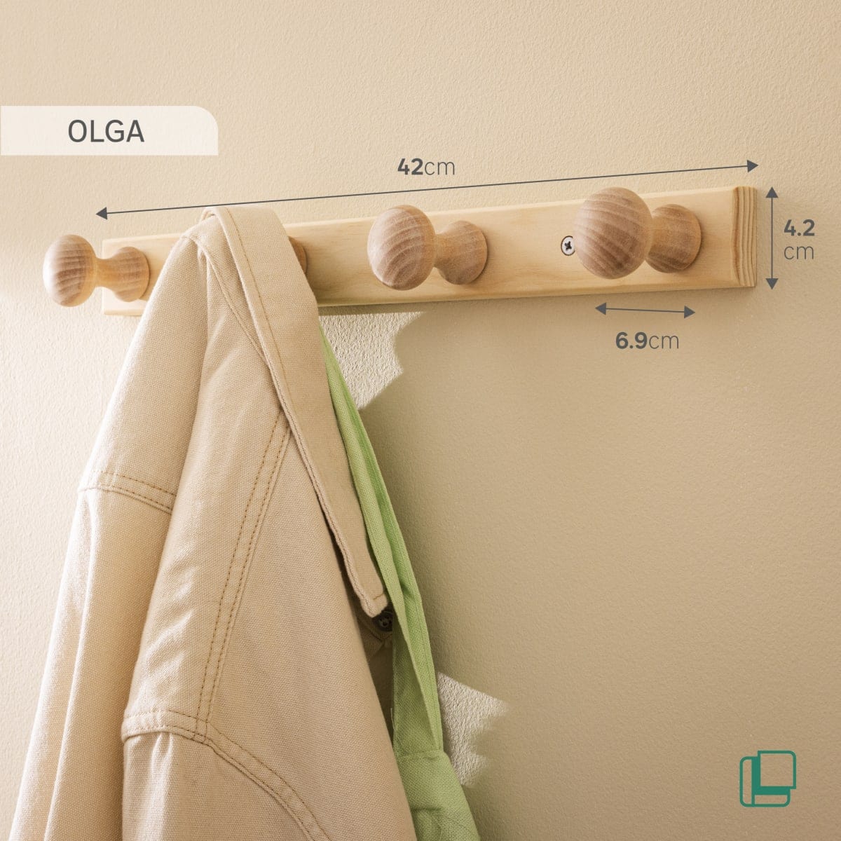 Bricocenter COAT RACK 4 HOOKS OLGA PINE COLOR