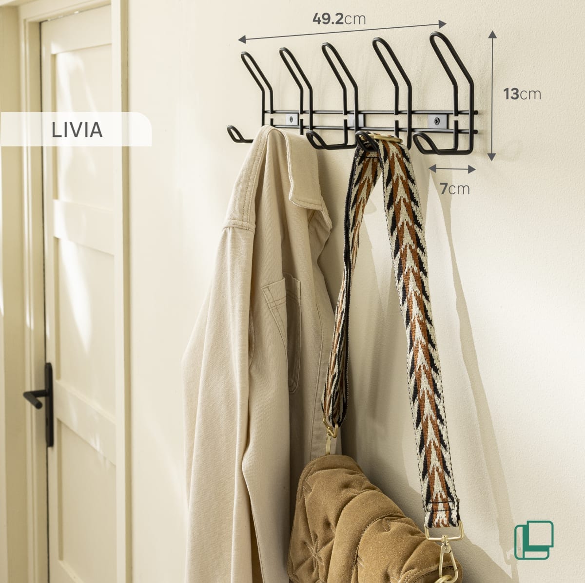 Bricocenter COAT RACK 2 X 5 HOOKS LIVIA BLACK SPACEO