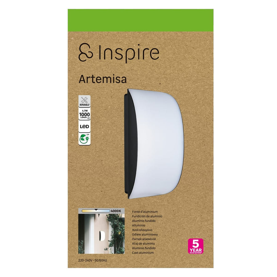 Bricocenter APPLIQUE ARTEMISA ALLUMINIO NERO 13x8.5x23CM LED 4.7W LUCE NATURALE IP54