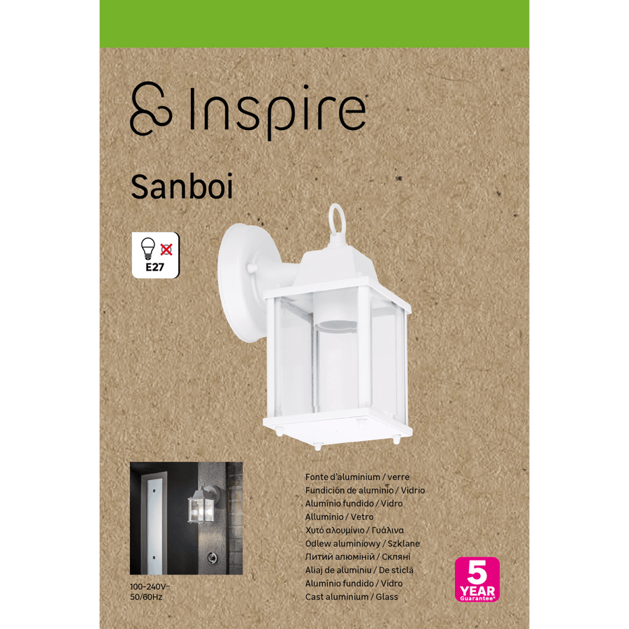 SANBOI ALUMINUM DESCENDING WALL SCONCE WHITE 15X11X22CM E27=40W IP44