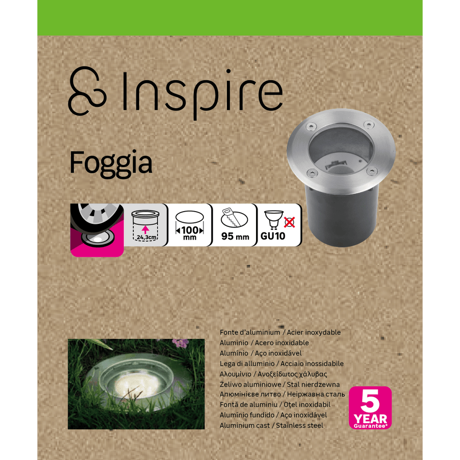 Foggia aluminium recessed spotlight, diameter 10 cm, GU10, 15 W, IP65–67