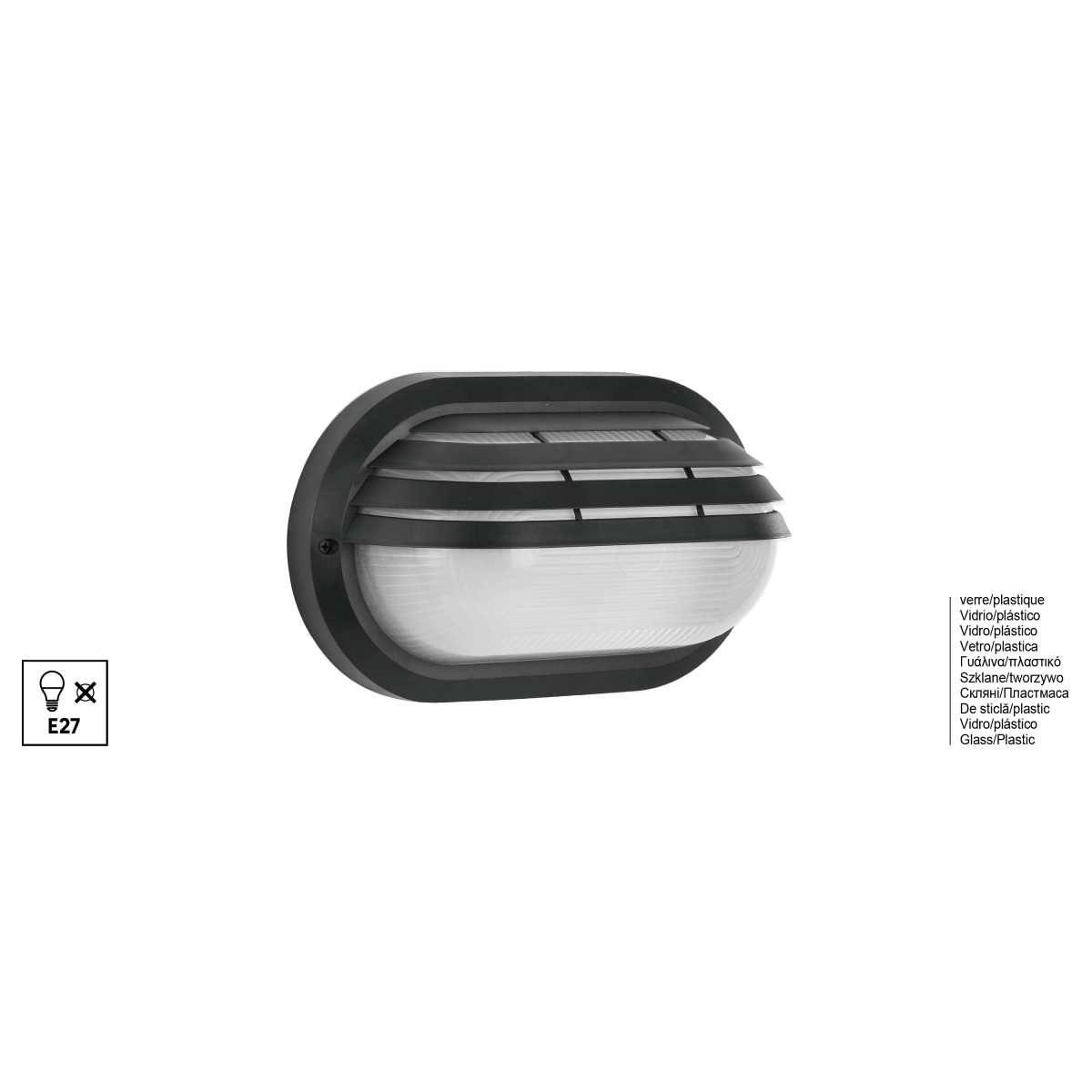 CESENA PLASTIC WALL SCONCE BLACK 27X12X15CM E27=60W IP54