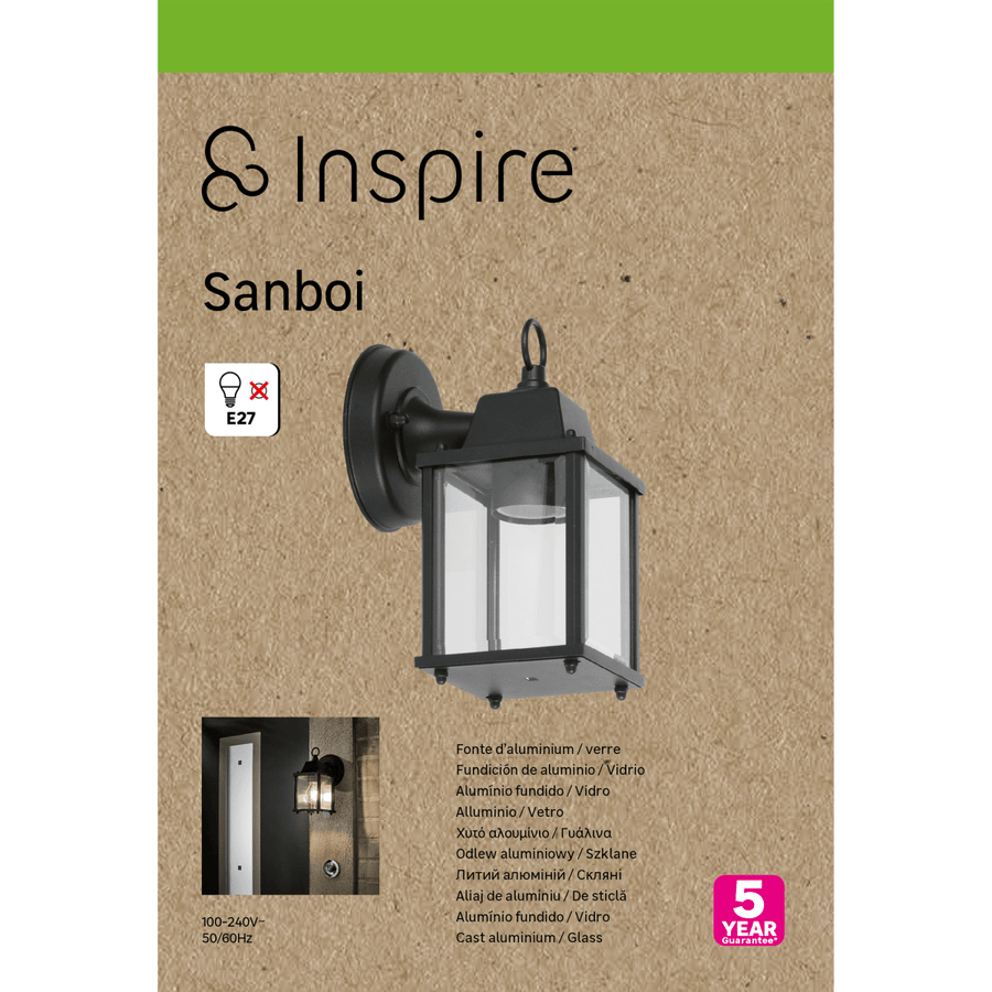 SANBOI ALUMINUM DESCENDING WALL SCONCE BLACK 15X11X22CM E27=40W IP44