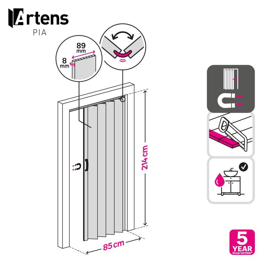Bricocenter WALNUT PVC PIA FOLDING DOOR 85X214CM MAGNETIC LOCK