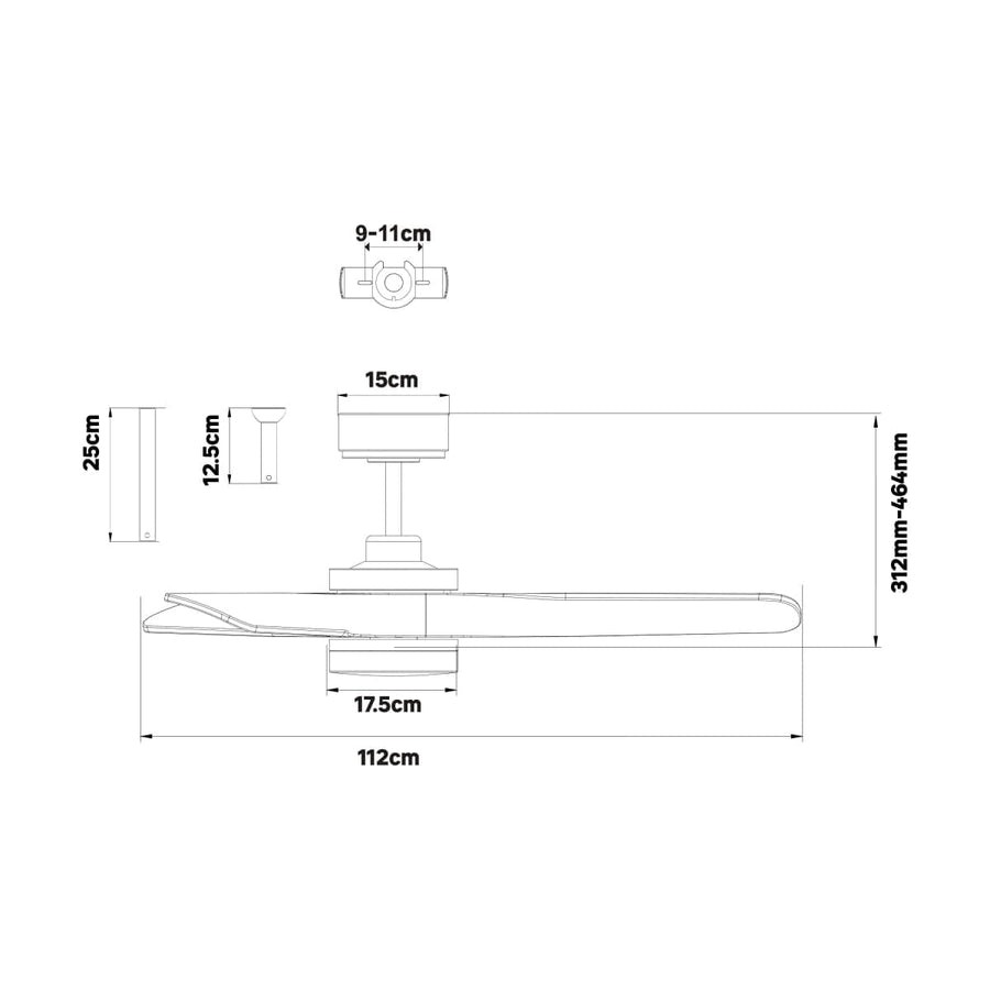 Bricocenter CHRIS CEILING FAN METAL LIGHT WOOD D112 CM LED 45W CCT DIMMABLE 3 BLADES