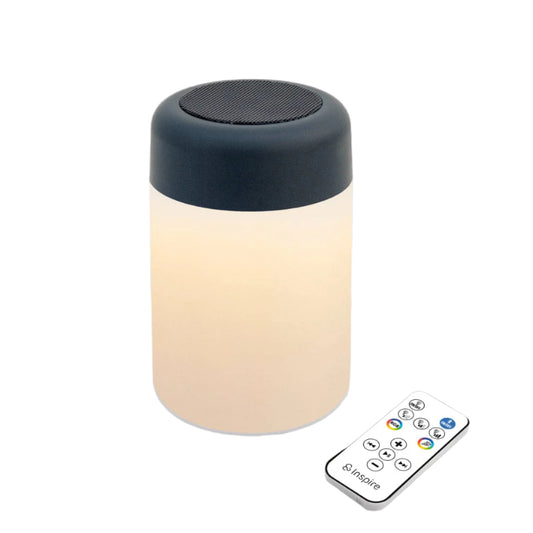 Bricocenter PORTABLE LAMP LOJO PLASTIC WHITE AND GRAY 18CM LED 2W WARM LIGHT USB SPEAKER IP54