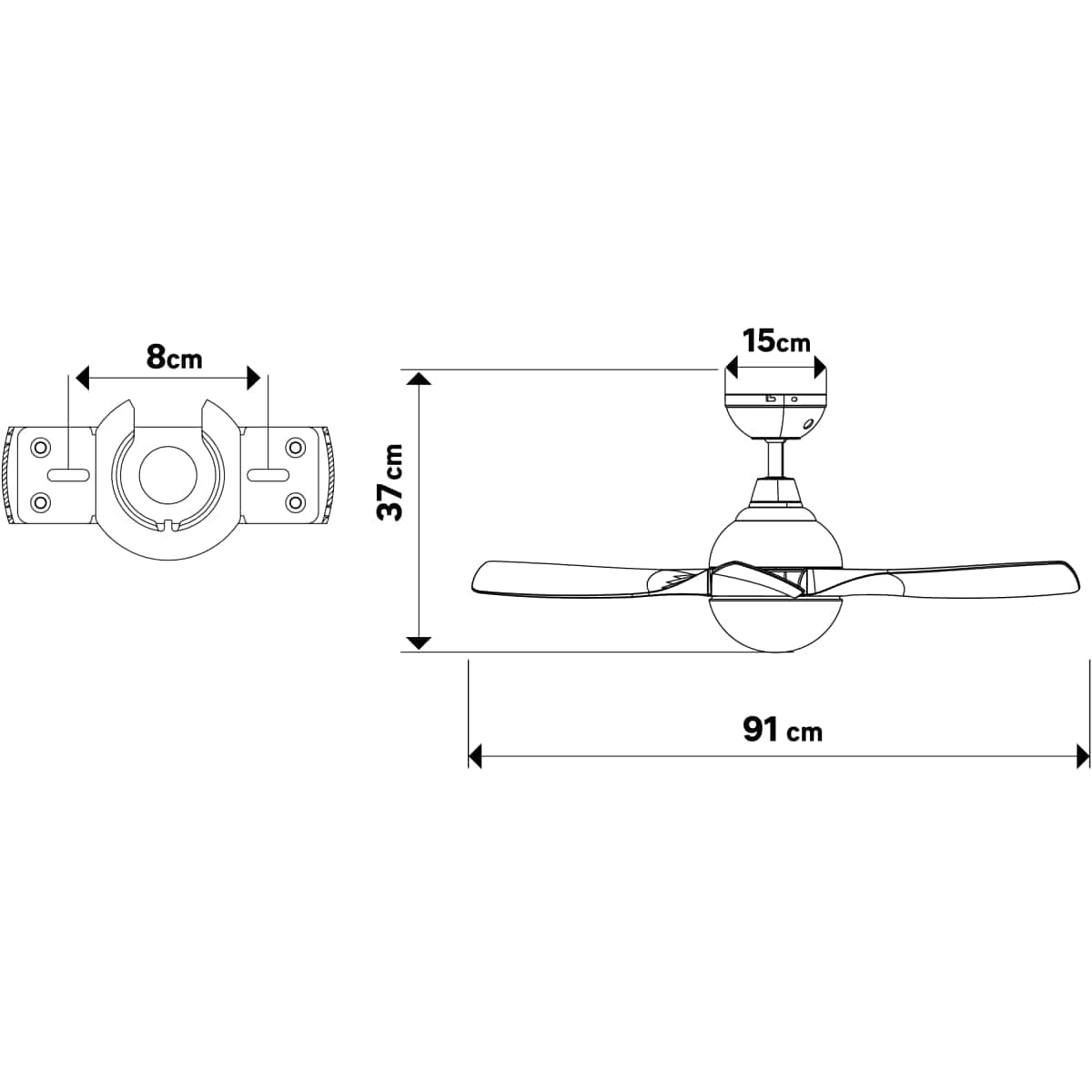 Bricocenter SIROCO CEILING FAN PLASTIC WHITE D91 CM E27=15W 3 BLADES