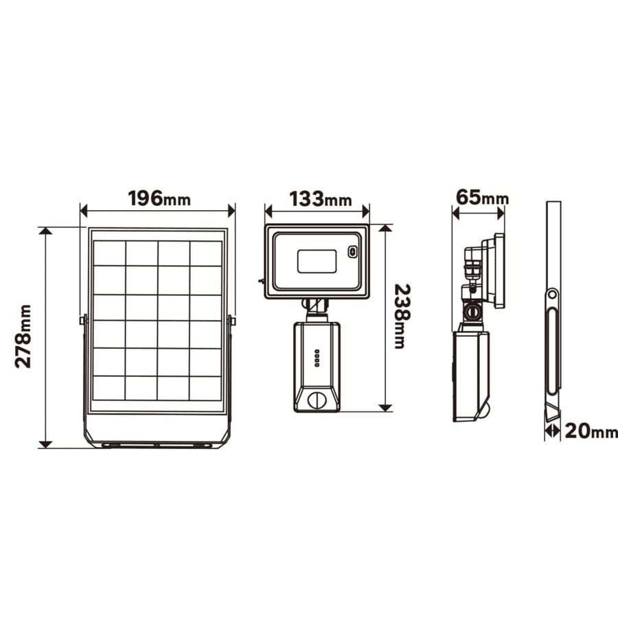 Bricocenter PROIETTORE SOLARE YONKERS PLASTICA NERO LED 72W LUCE NATURALE IP54