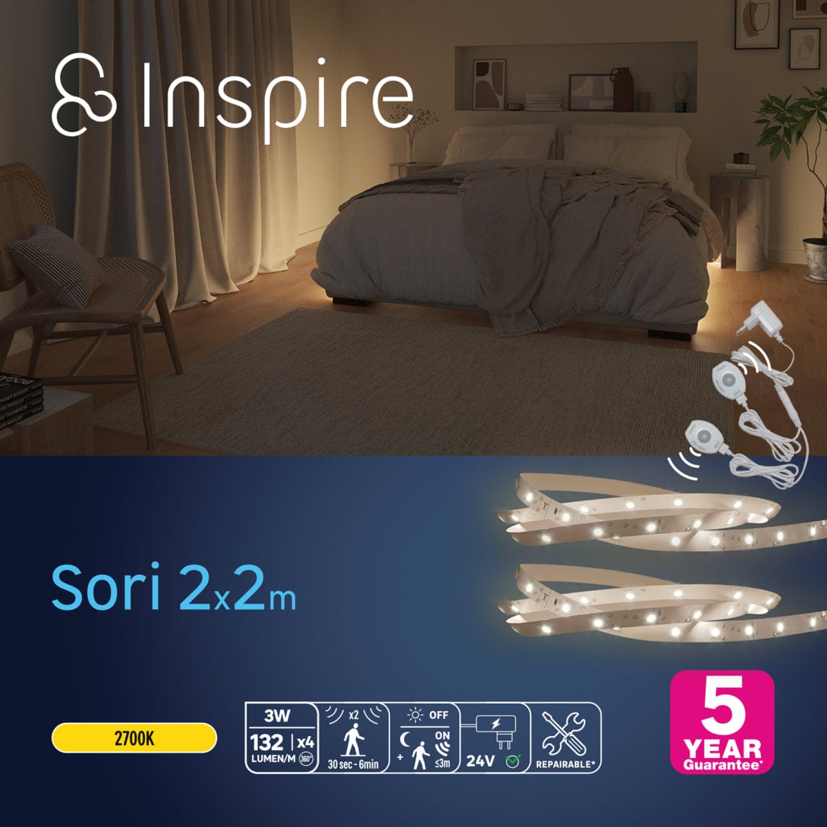 Bricocenter KIT STRISCIA LED SORI 2X2M 17W CON SENSORE LUCE CALDA