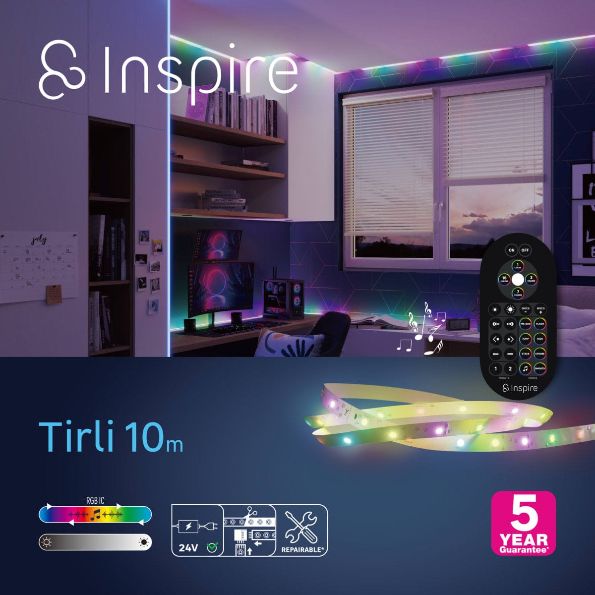 Bricocenter KIT STRISCIA LED TIRLI 10M 17W RGB MUSIC