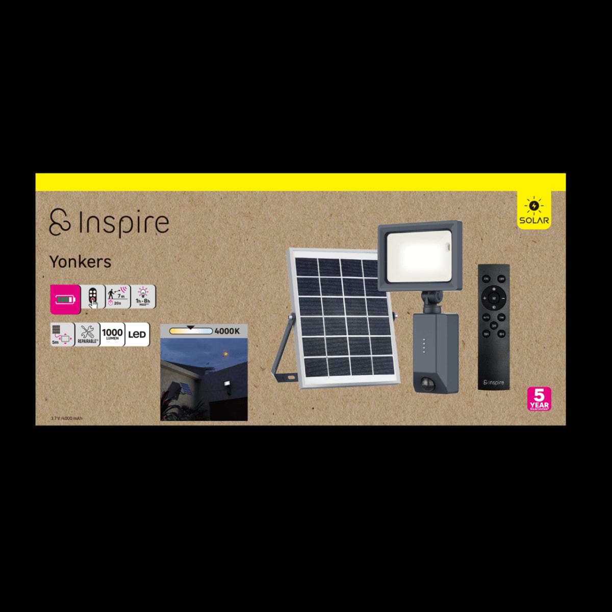 Bricocenter PROIETTORE SOLARE YONKERS PLASTICA NERO LED 72W LUCE NATURALE IP54