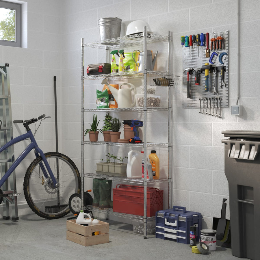 CHROME BOOKCASE IN KIT W90xD35xH180CM 6 shelves - SPACEO