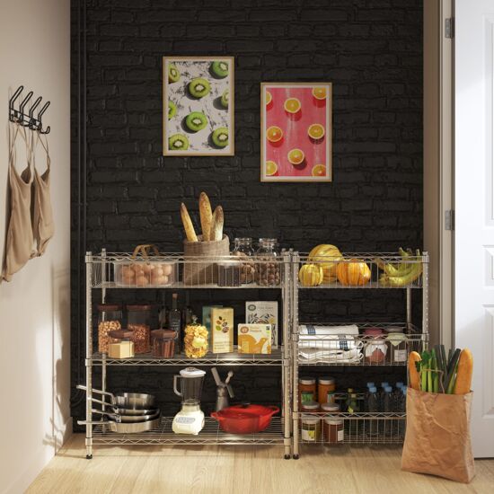 CHROME WIRE BOOKCASE IN KIT W90xD35xH90CM