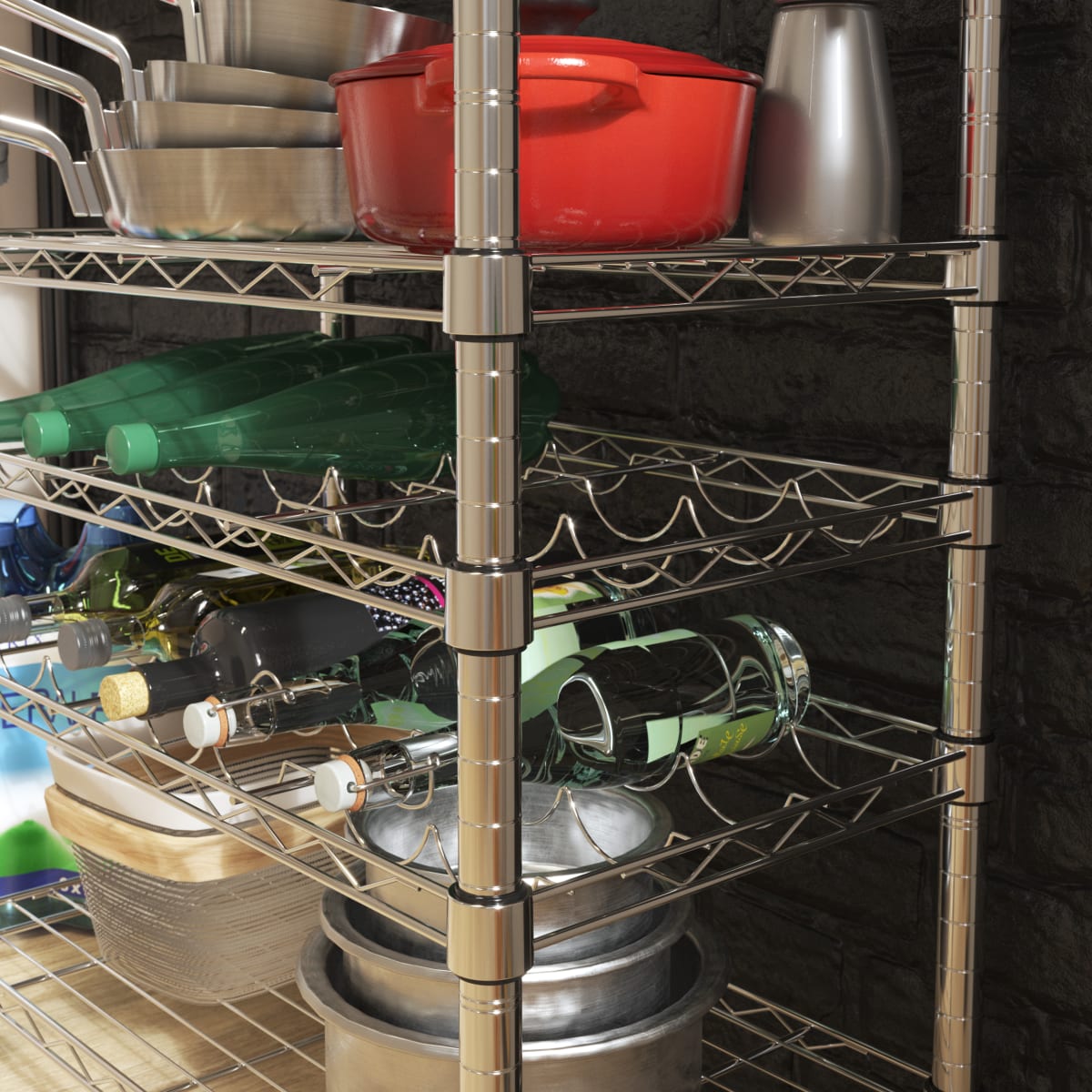 CHROME BOOKCASE IN KIT W60xD35xH180CM 6 shelves - SPACEO