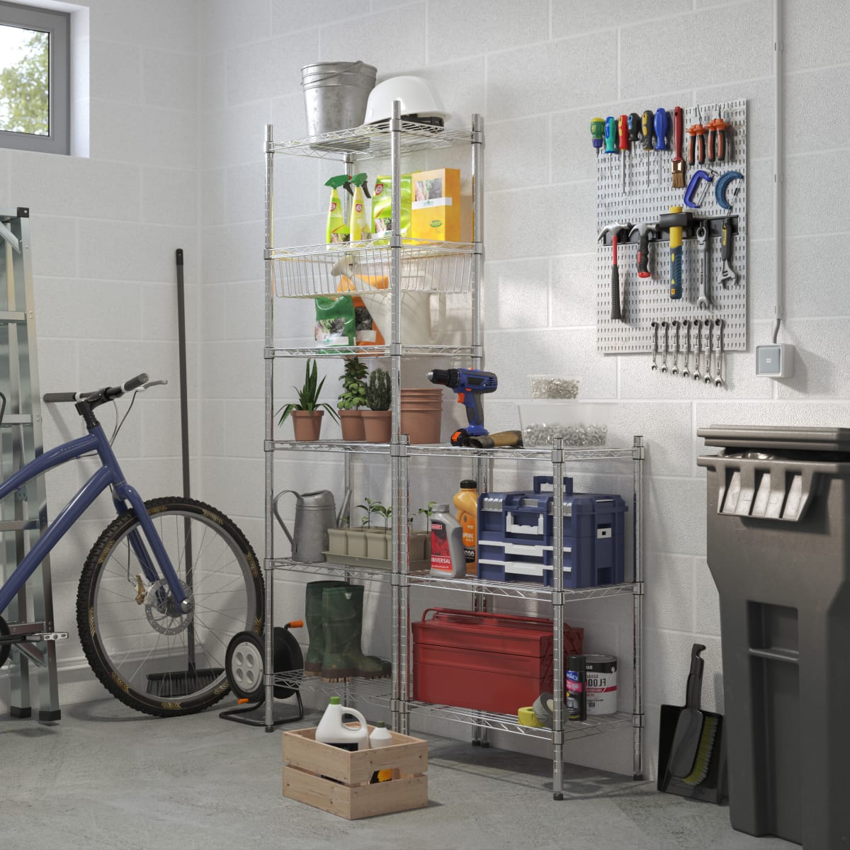 CHROME BOOKCASE IN KIT W60xD35xH180CM 6 shelves - SPACEO