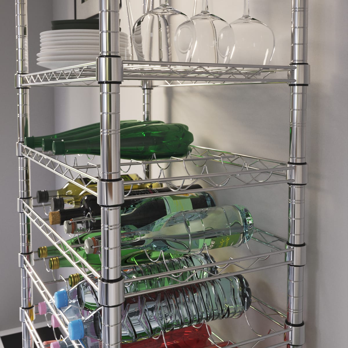 CHROME BOOKCASE IN KIT W60xD35xH90CM 3 shelves - SPACEO