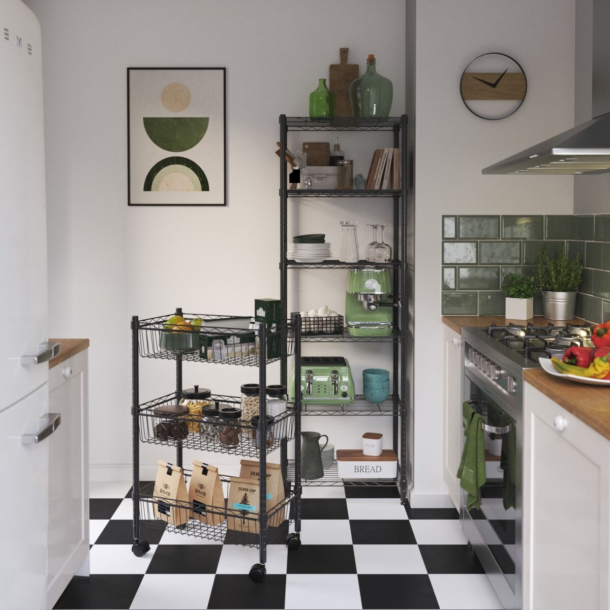 CHROME BOOKCASE IN KIT W60xD35xH180CM 6 SIDES BLACK - SPACEO