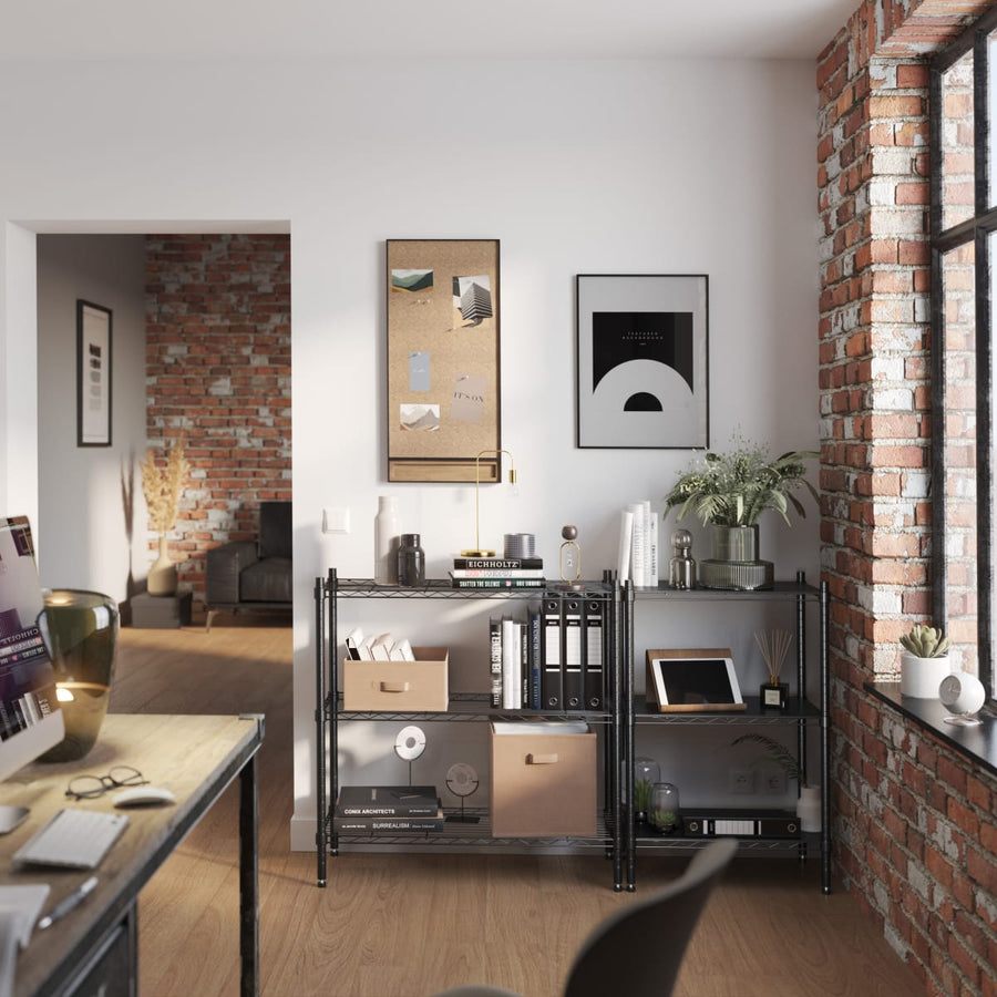 CHROME BOOKCASE IN KIT W90xD35xH90CM 3 SIDES BLACK - SPACEO