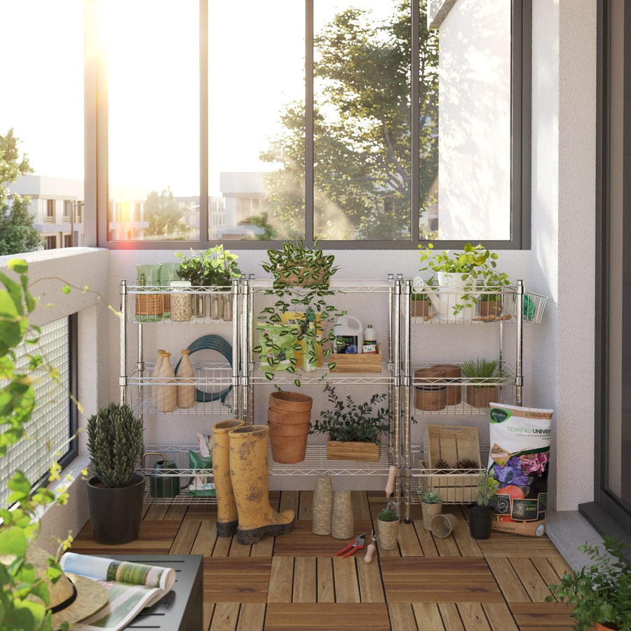 CHROME WIRE BOOKCASE IN KIT L45xP35xH90CM 3 RACKS DESKS - SPACEO