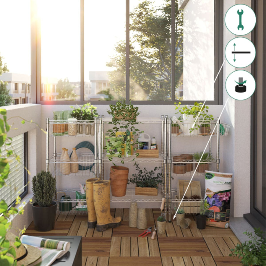 CHROME WIRE BOOKCASE IN KIT L45xP35xH90CM 3 RACKS DESKS - SPACEO