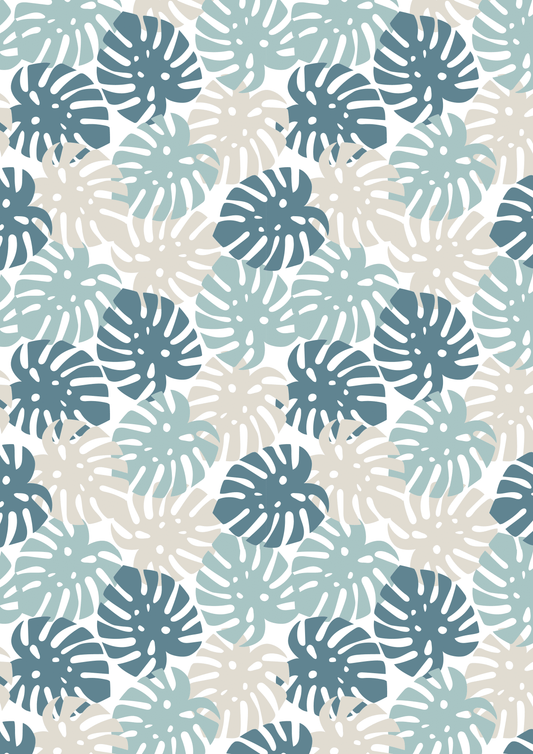 Blue Monstera adhesive film, 2 m x 455 cm
