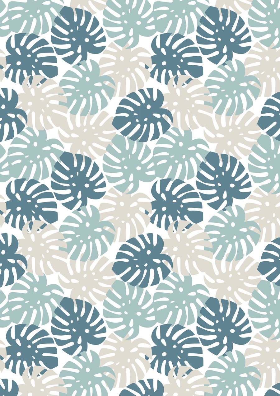 Blue Monstera adhesive film, 2 m x 455 cm