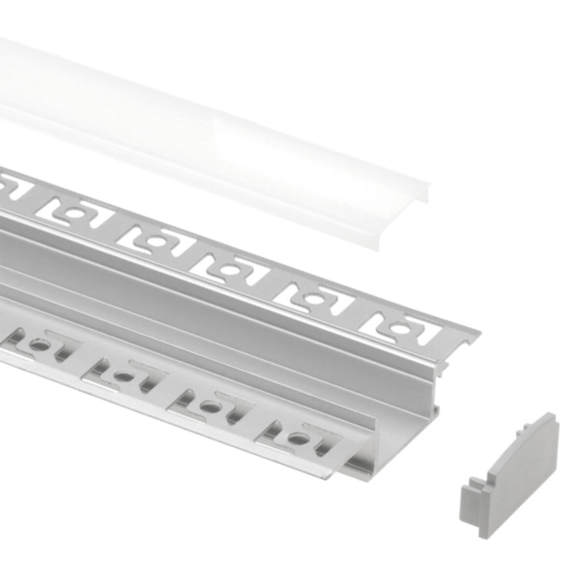 Aluminium plasterboard profile for LED strips, 2 m x 6.13 cm