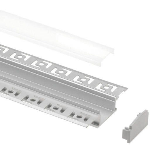 Aluminium plasterboard profile for LED strips, 2 m x 6.13 cm
