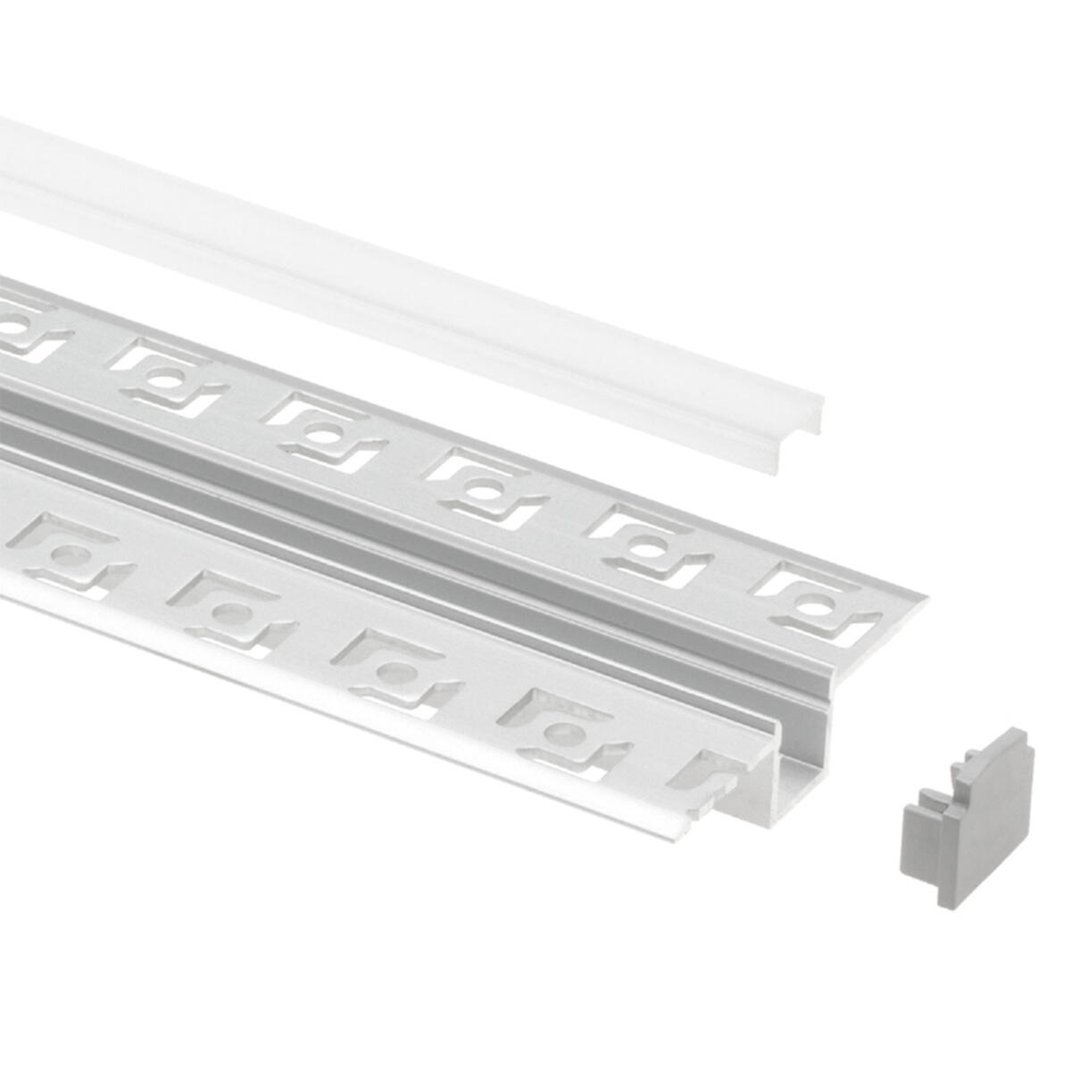 Recessed aluminium plasterboard profile for LED strips, 2 m x 5.4 cm