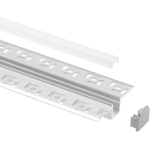 Recessed aluminium plasterboard profile for LED strips, 2 m x 5.4 cm