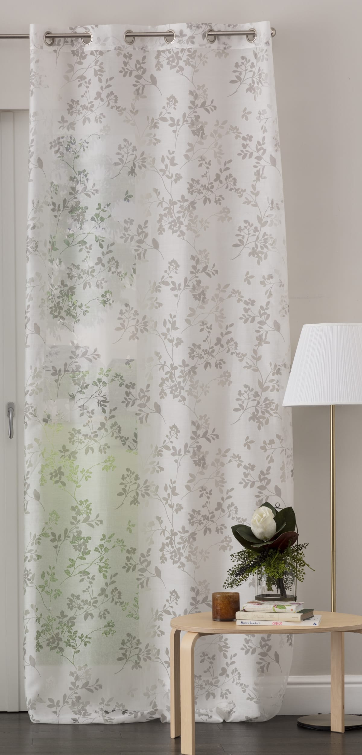 Bricocenter FLOWERY GREY FILTER CURTAIN 140X280 CM WITH EYELETS