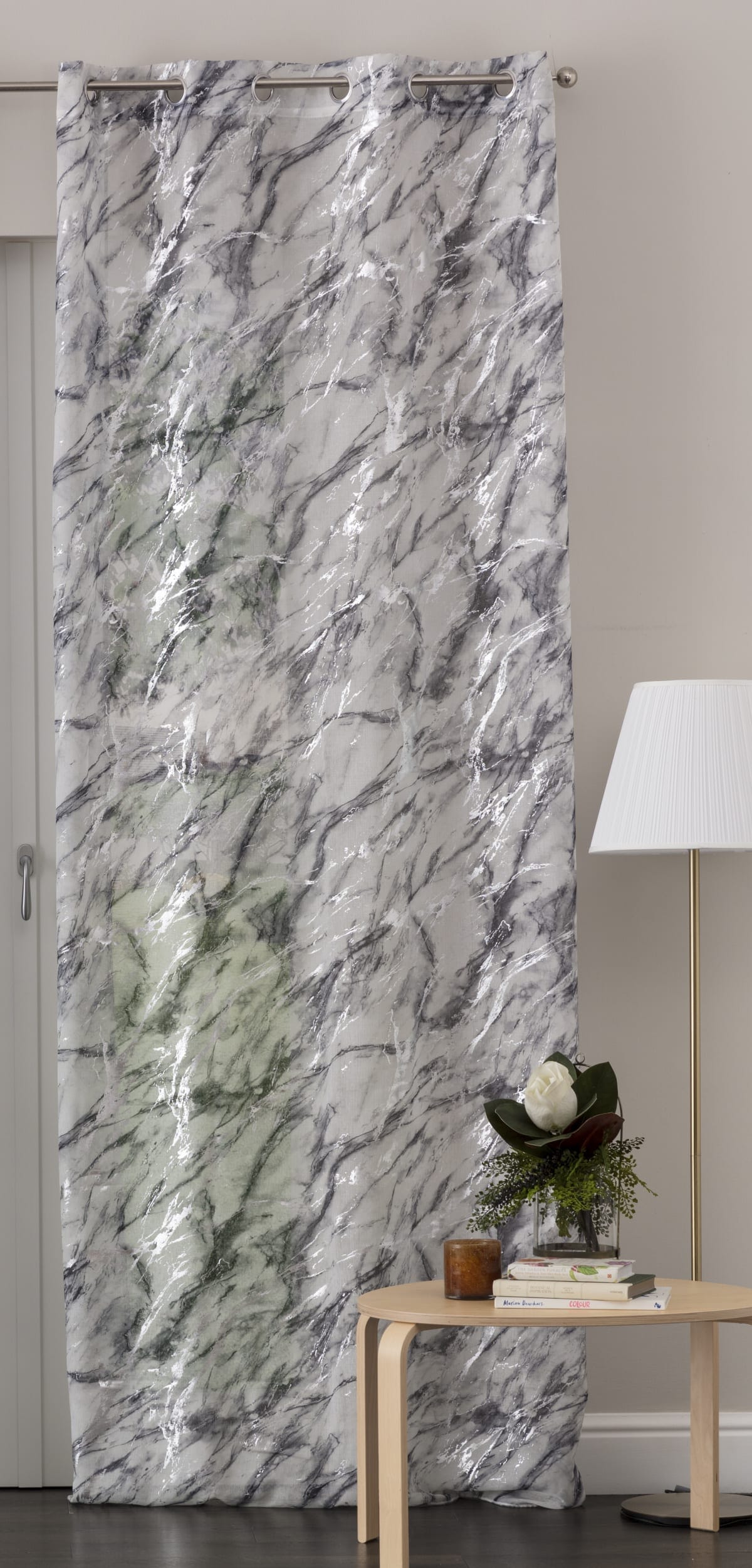 Bricocenter TENDA MARMO GRIGIO COPRENTE 140X280CM CON OCCHIELLI