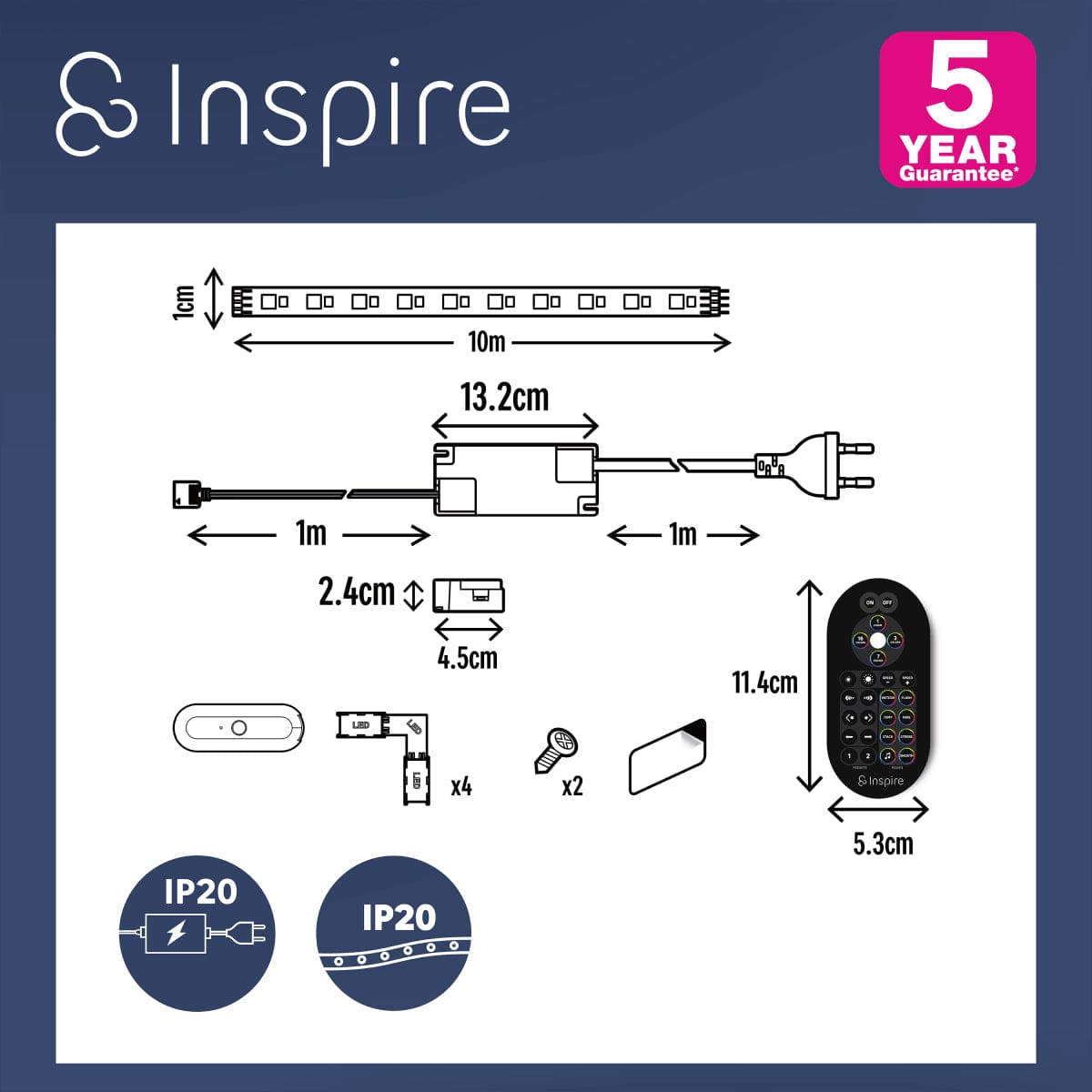 Bricocenter KIT STRISCIA LED 10M 38W RGBW MUSIC