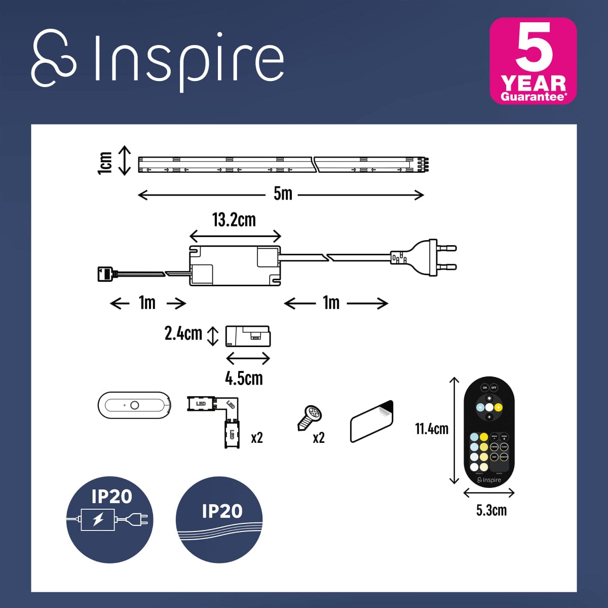 Bricocenter LED STRIP KIT CONTINUOUS LIGHT 5MT 34W CCT