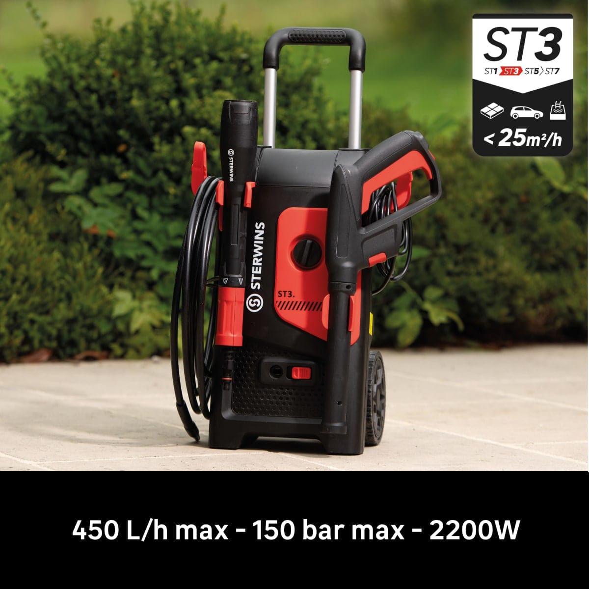 Bricocenter STERWINS ST3 PRESSURE WASHER MAX PRESSURE 150BAR WITH LARGE NOZZLE GUN 5 IN 1