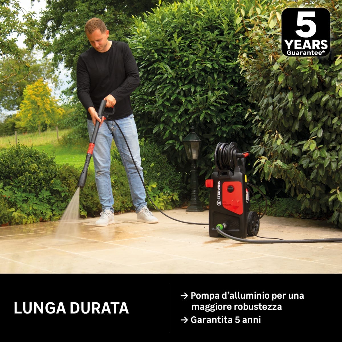 Bricocenter STERWINS ST1 PRESSURE WASHER MAX PRESSURE 105BAR WITH SMALL LANCE GUN AND ROTATING NOZZLE