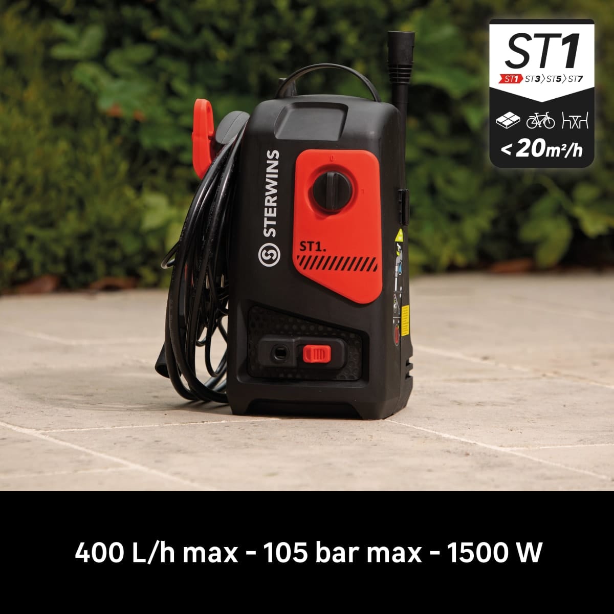 Bricocenter STERWINS ST1 PRESSURE WASHER MAX PRESSURE 105BAR WITH SMALL LANCE GUN AND ROTATING NOZZLE