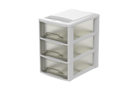 Mini desk tray 3 drawers a5 l19xp28xh26cm anthracite grey plastic