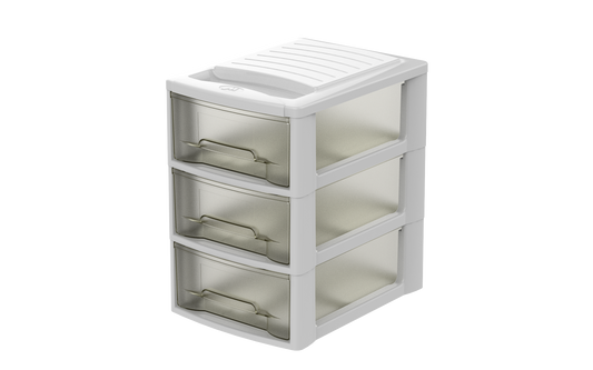 Mini desk tray 3 drawers a5 l19xp28xh26cm anthracite grey plastic