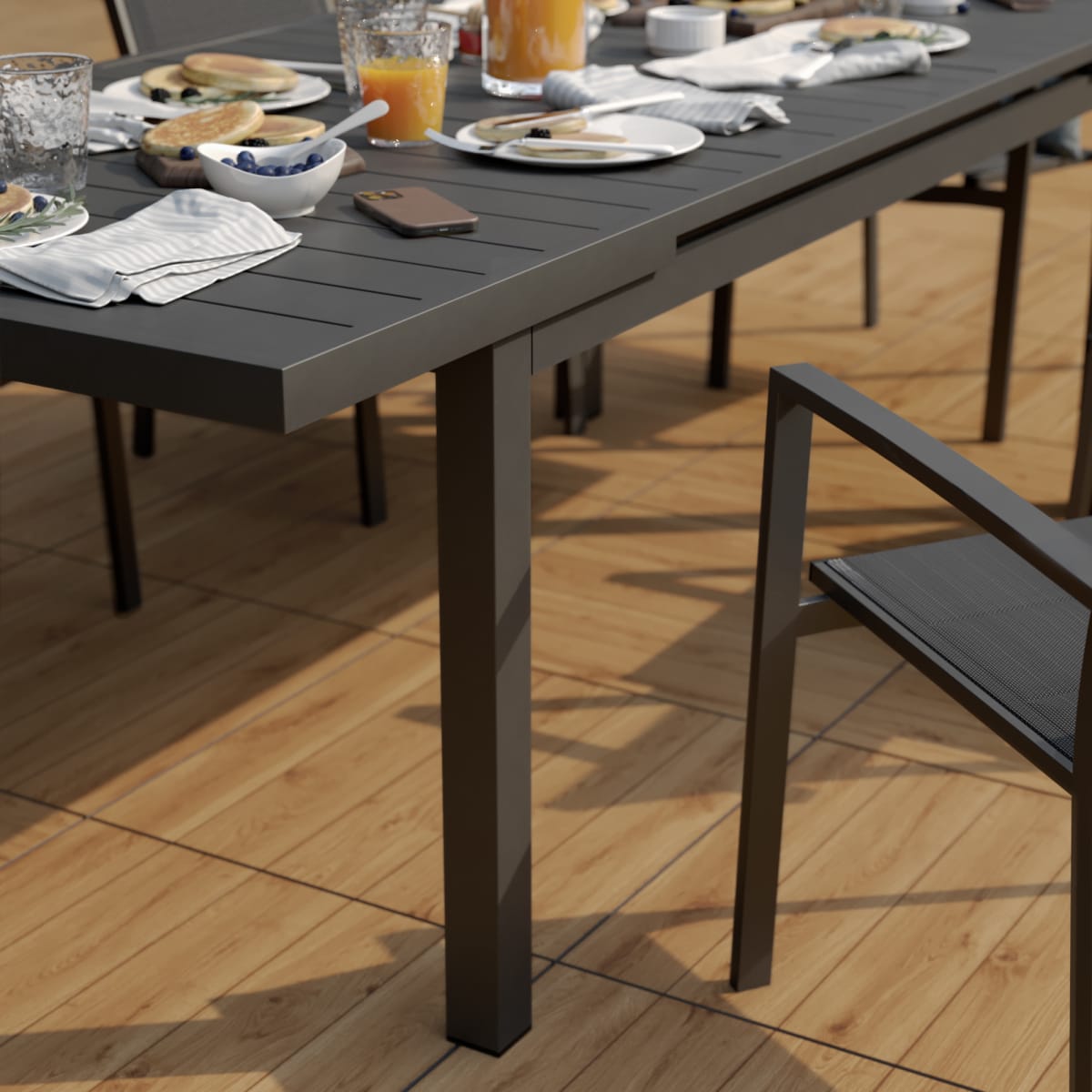 SANIBEL 6/8-SEAT EXTENDABLE TABLE FULL ALUMINUM 180/240X100 ANTHRACITE