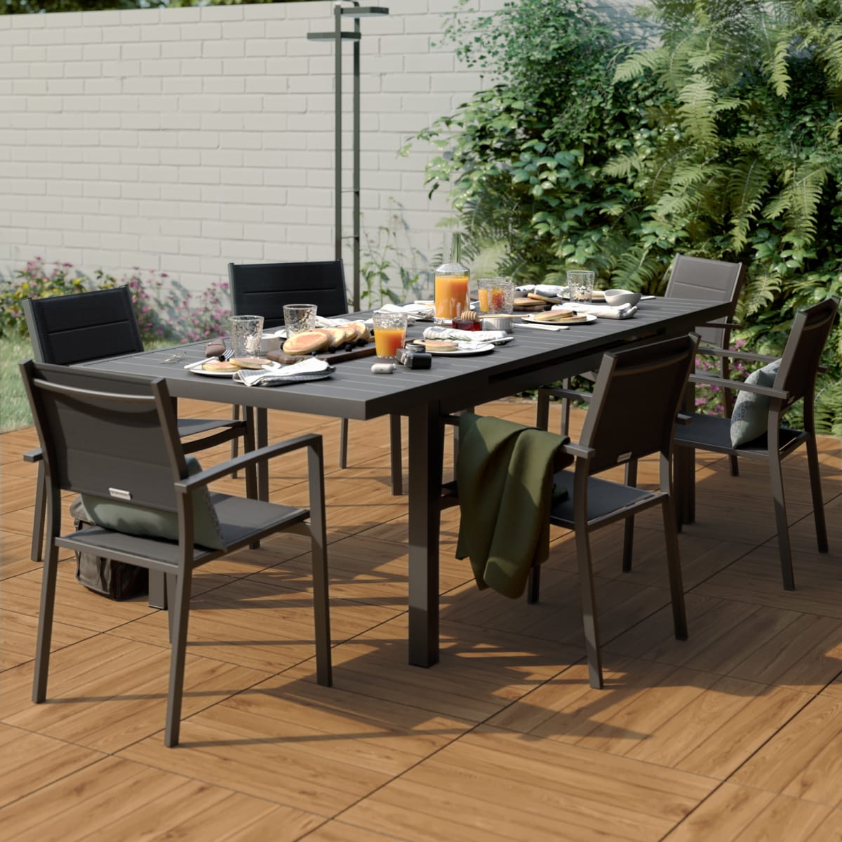 SANIBEL 6/8-SEAT EXTENDABLE TABLE FULL ALUMINUM 180/240X100 ANTHRACITE