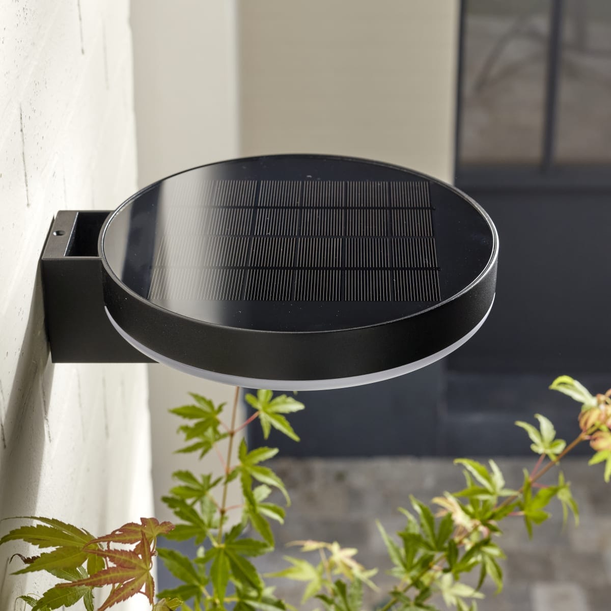 Bricocenter SOLAR WALL SCONCE TELDE ALLUMNIO BLACK LED 75W NATURAL LIGHT WITH MOTION SENSOR IP44