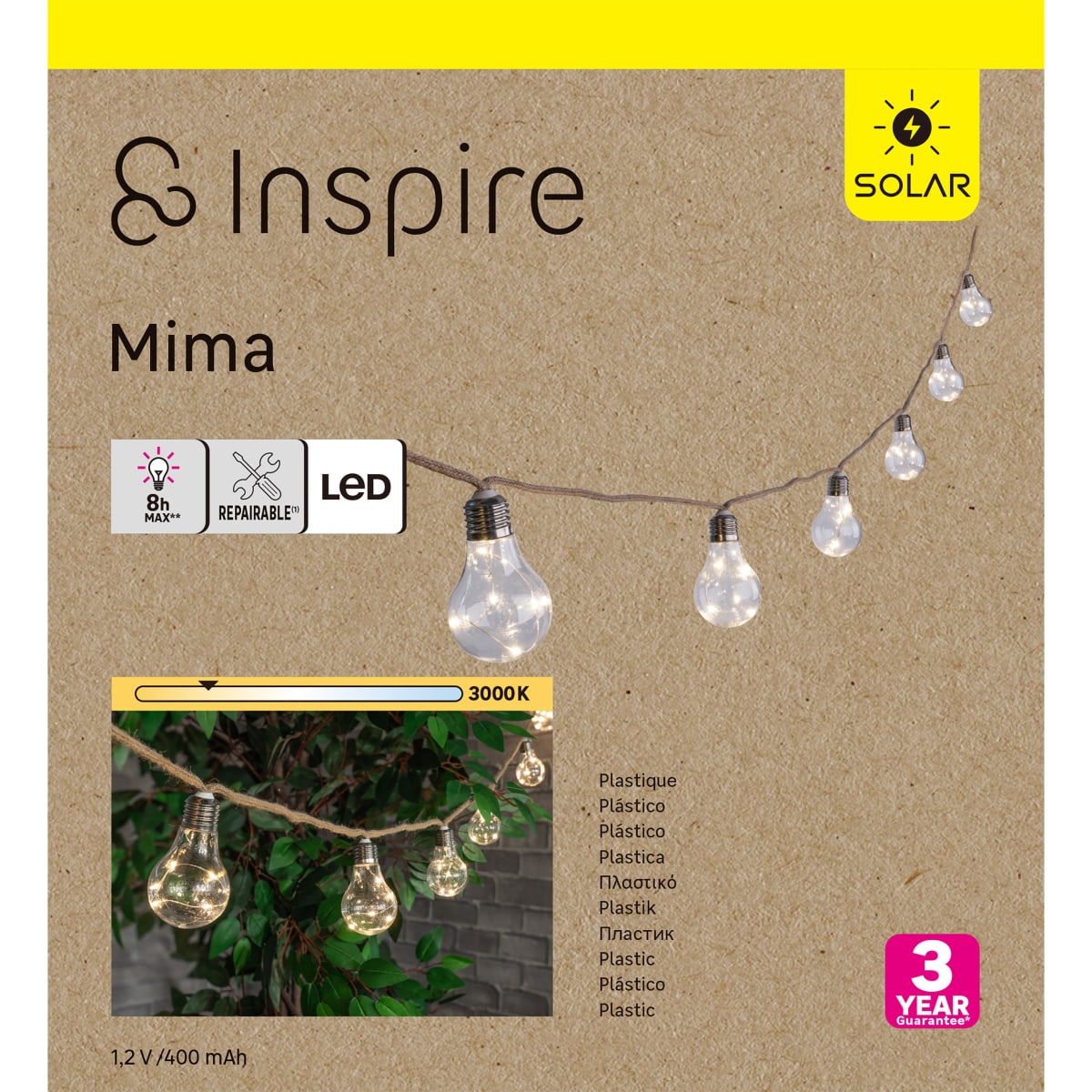 MIMA PLASTIC SOLAR GARLAND 5.7M LED 2800K IP44