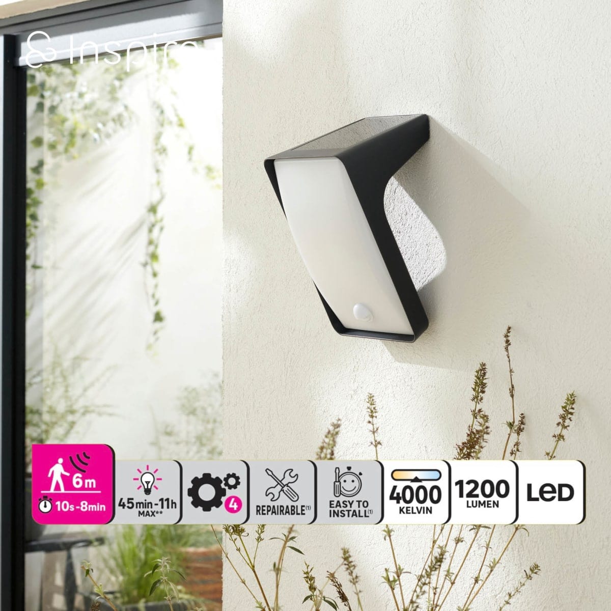 Bricocenter APPLIQUE SOLARE ALOGA ALLUMINIO GRIGIO LED 85W LUCE NATURALE CON SENSORE DI MOVIMENTO
