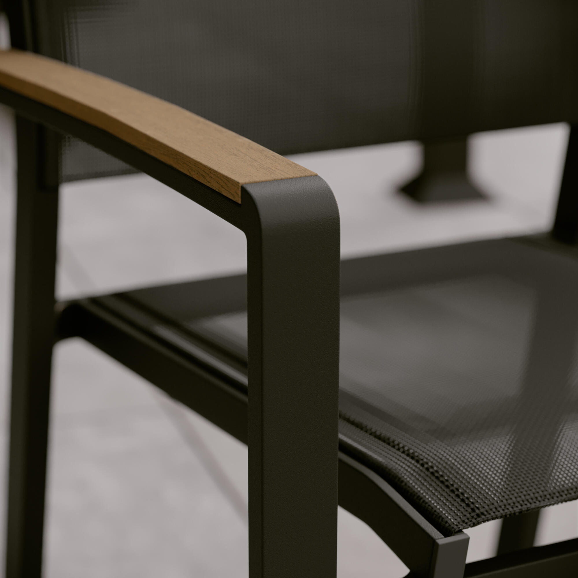 CLARA STACKABLE ALUMINIUM CHAIR WITH WOODEN ARMRESTS 57X58X86CM NATERIAL