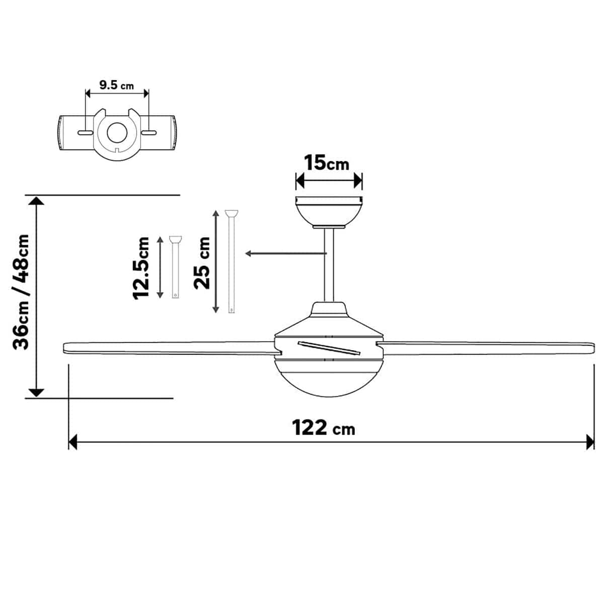Bricocenter AVEIRO CEILING FAN PLASTIC PLASTIC LIGHT WOOD AND WHITE D112 CM LED 15W 4 BLADES