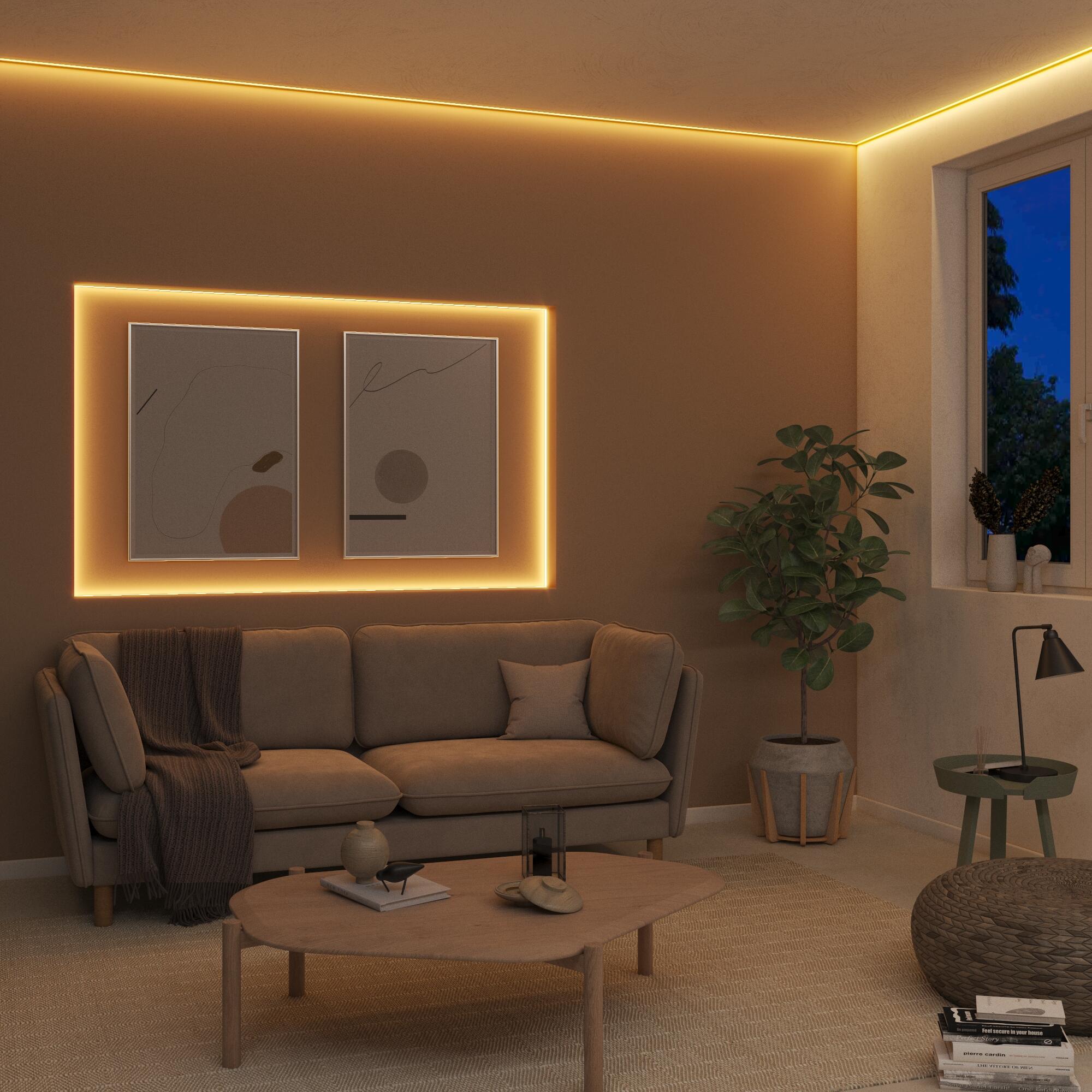 Continuous-light LED strip kit, 10m, 54W, 1000lm, warm white light